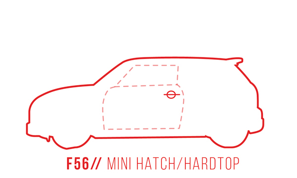 A profile outline of the MINI Hardtop 2 door F56