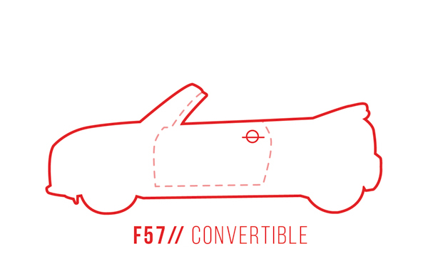 A profile outline of the MINI Convertible F57