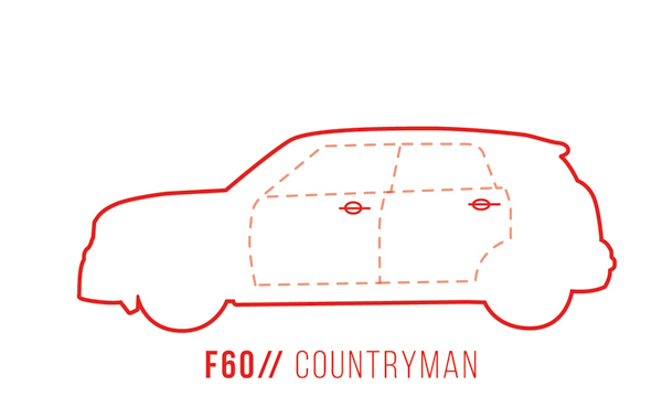 A profile outline of the MINI Countryman F60