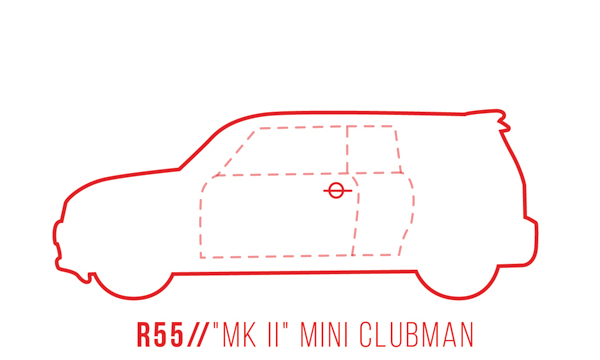 A profile outline of the MINI Clubman R55