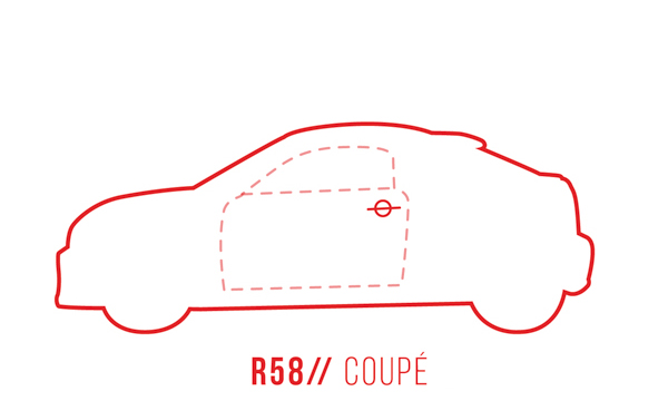 A profile outline of the MINI Coupe R58