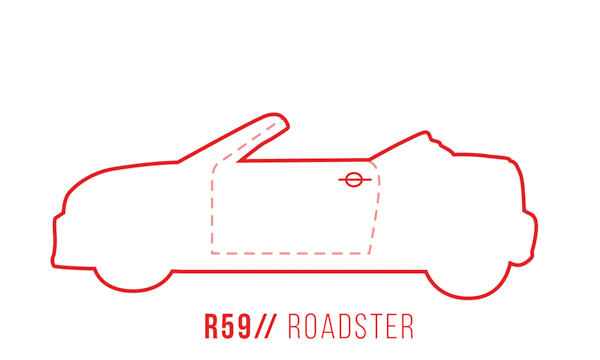 A profile outline of the MINI Roadster R59