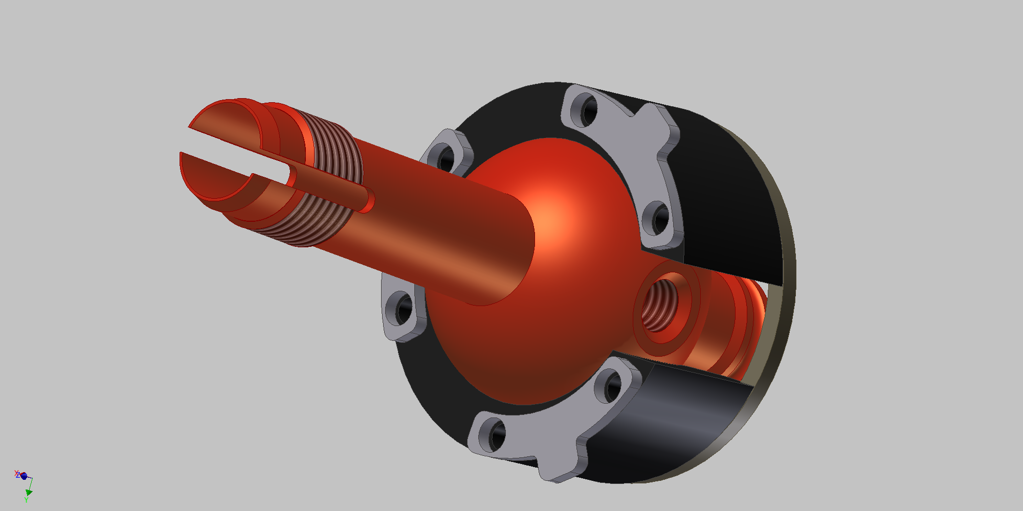 A render of the assembly with the final lock design.