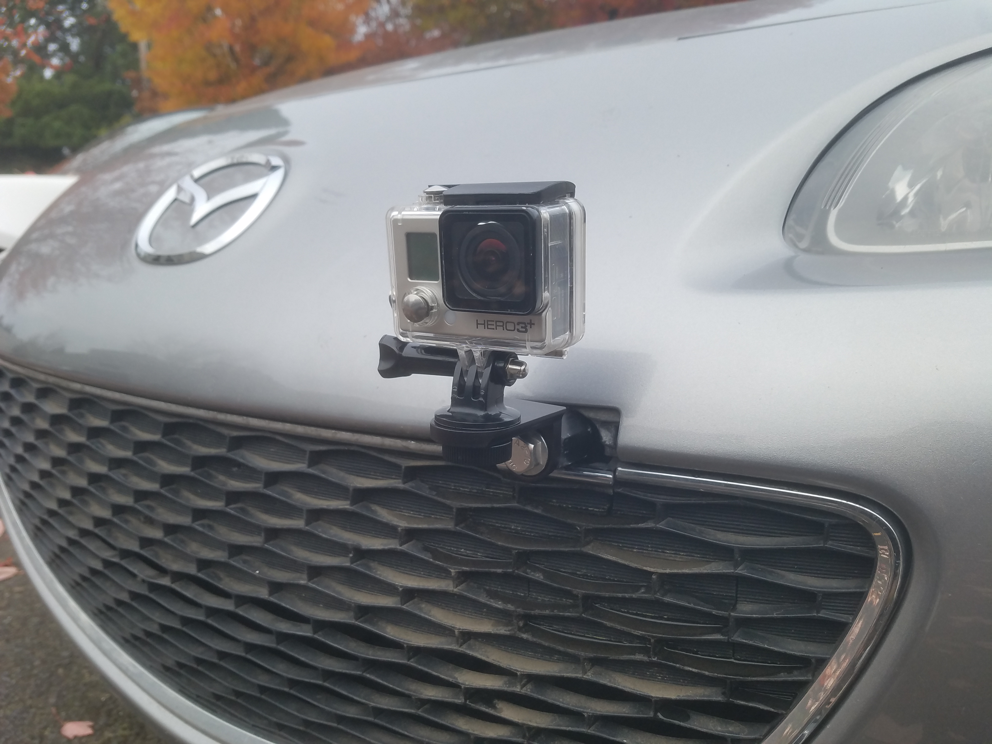 The completed installation of the Action Cam Bumper Mount