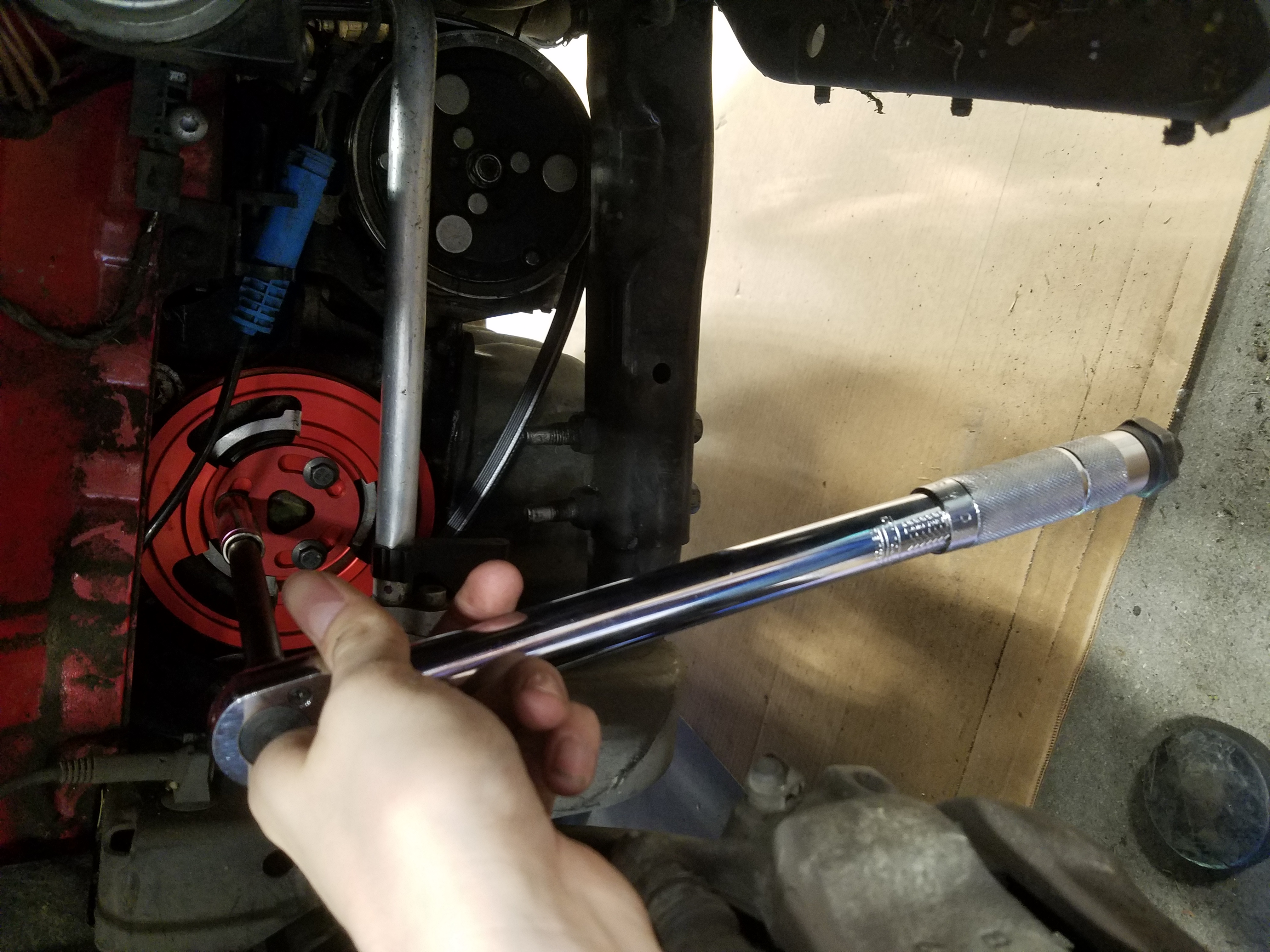 Tightening the bolt down.