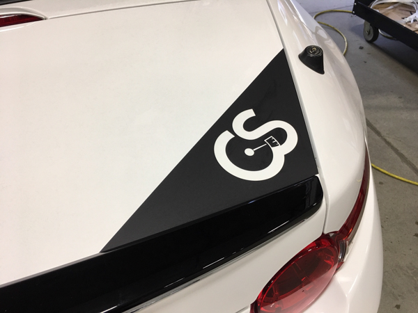 The rear decal installed on the 2016 ND Mazda Miata MX-5