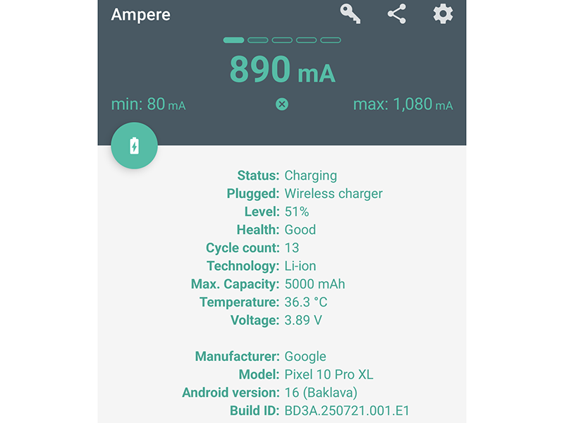 a screenshot of the Ampere android app