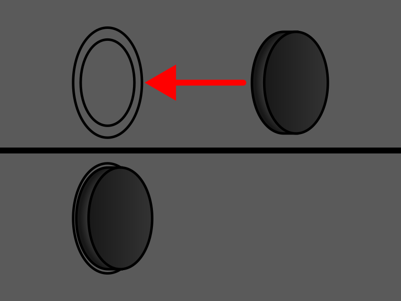 Illustration demonstrating the installation of the blinder