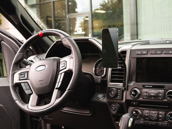 The Gemini Phone mount installed in a 13th Gen Ford F-150