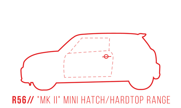 A profile outline of the MINI Cooper R56