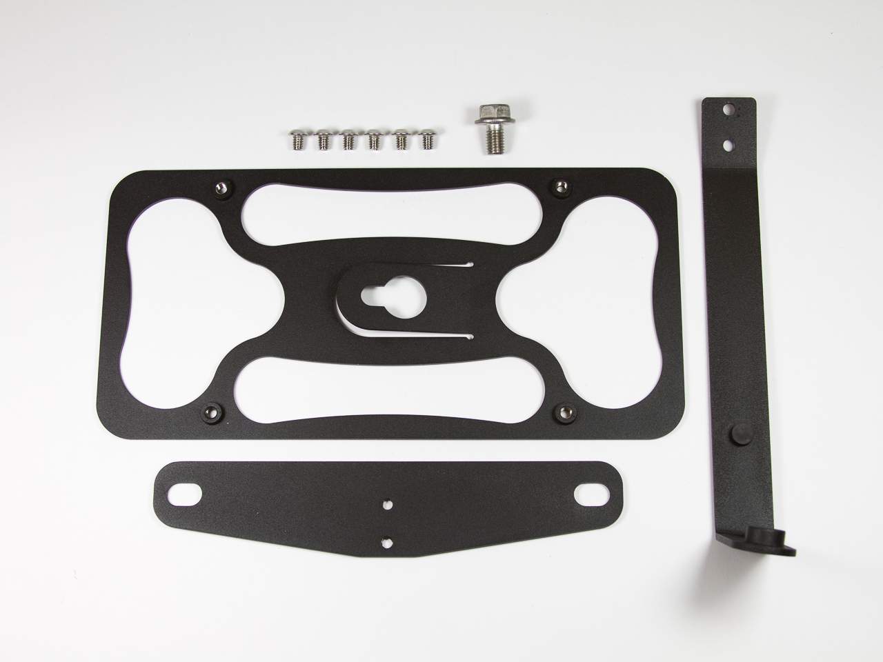 Parts list for The Platypus License Plate Mount for 2013-2022 Fiat 500e