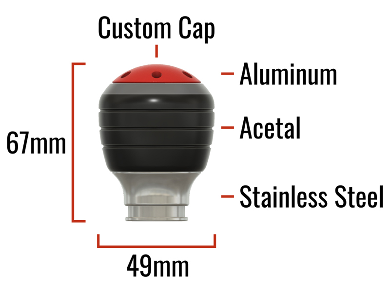 An illustration of the components that make up the CravenSpeed shift knob for the FIAT 124
