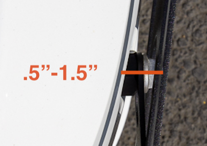 Illustration demonstrating the intended clearance between the Platypus backplate and the vehicle bumper skin